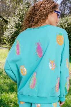 Aqua & Neon Beetle All Over Sweatshirt