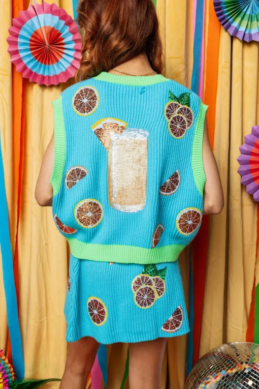 Aqua Grapefruit Sweater Skirt