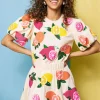 Beige & Neon Lemon Dress