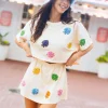 Beige Beaded Fish Skort
