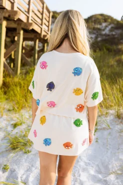 Beige Beaded Fish Top