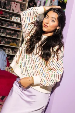 Beige Rainbow Stripe Sweatshirt