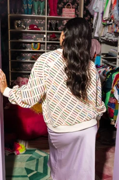 Beige Rainbow Stripe Sweatshirt