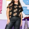 Black & Gold Rhinestone Lace Football Tee