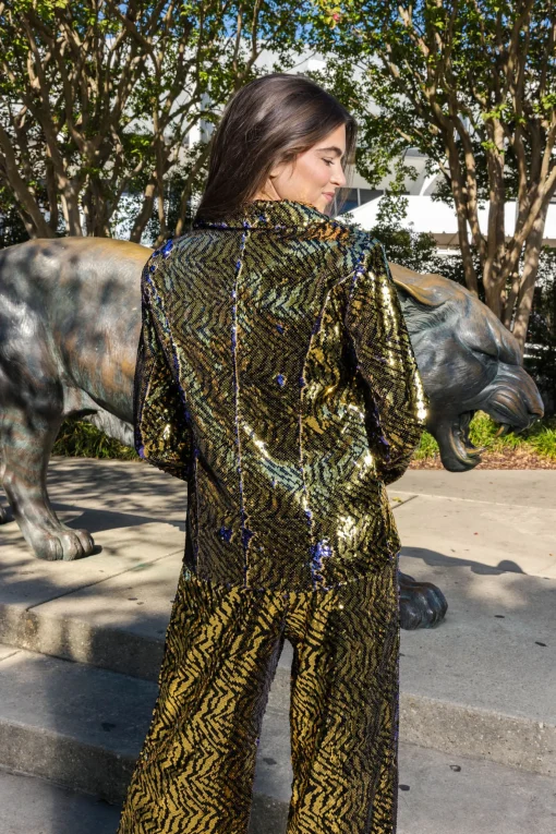 Black & Gold Sequin Tiger Blazer