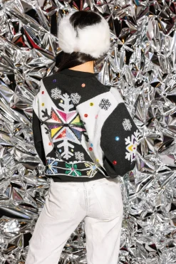 Black & White Vintage Snowflake Colorblock Sweater