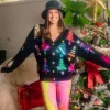 Black Colorblock Trees Cardigan