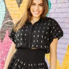 Black Cotton Rhinestone Bubble Top
