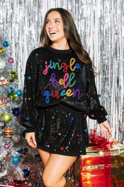 Black Full Sequin Multi Bell Skirt