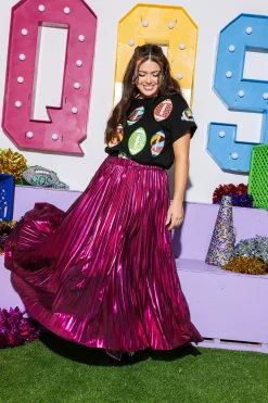 Black Groovy Scattered Football Tee