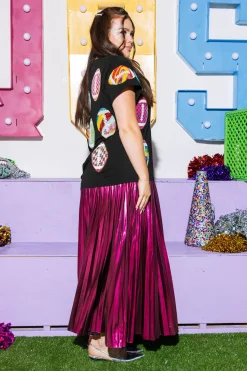 Black Groovy Scattered Football Tee