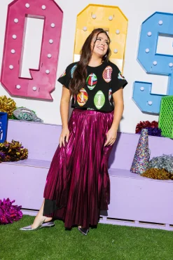 Black Groovy Scattered Football Tee