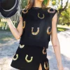 Black Horseshoe Shoulder Pad Tank