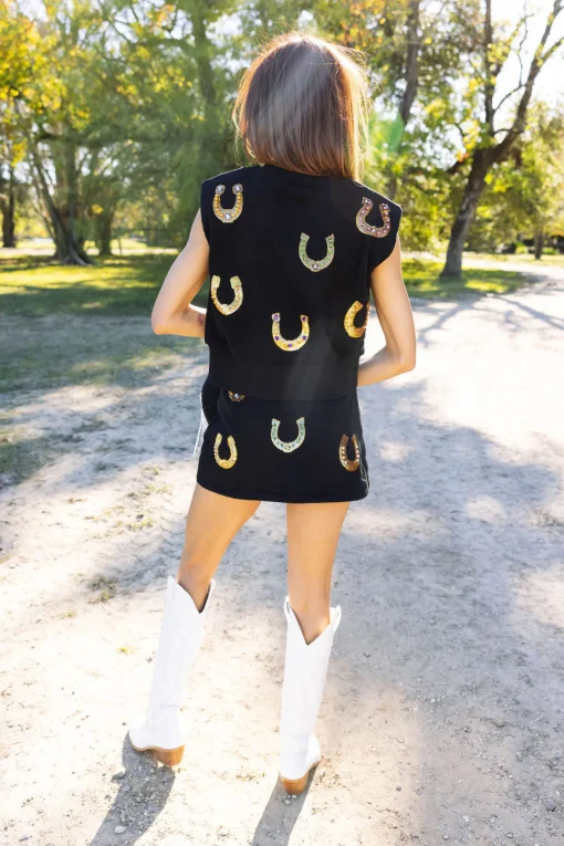 Black Horseshoe Shoulder Pad Tank
