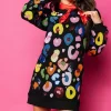 Black Multi Beaded & Sequin Leopard Sweatshirt Dress