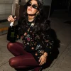 Black Multi Champagne Bottle And Coupe Cropped Sweatshirt