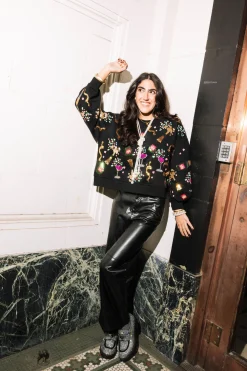 Black Multi Champagne Bottle And Coupe Regular Fit Sweatshirt