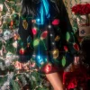 Black Multi Christmas Light Cardigan With Tinsel & Jewels