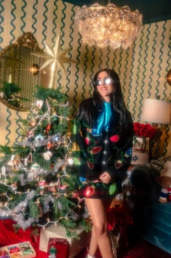 Black Multi Christmas Light Skirt