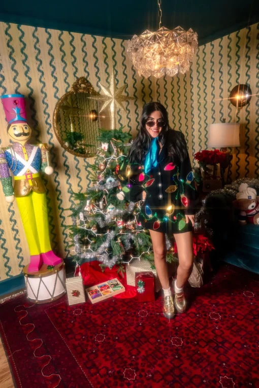 Black Multi Christmas Light Skirt