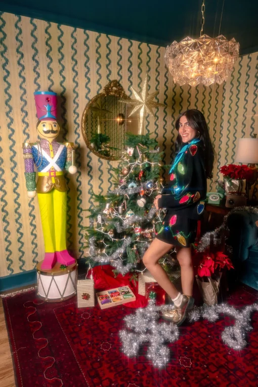 Black Multi Christmas Light Skirt