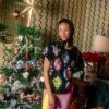Black Multi Color Ornaments Tee