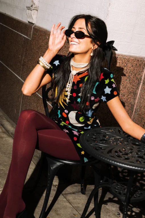 Black Multi Galaxy Velvet Cocktail Dress