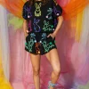 Black Multi Scattered Bunny Short