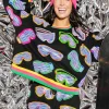 Black Multi Ski Goggle Sport Stripe Sweatshirt