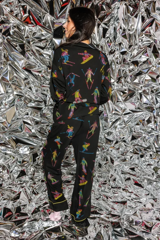 Black Multi Skier Pajama Pants