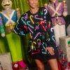 Black Rainbow Candy Canes Sweatshirt Dress