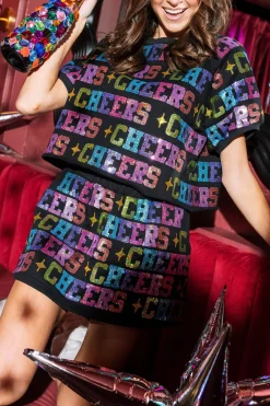 Black Rainbow Cheers All Over Skort