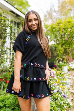 Black Rainbow Grommet Top