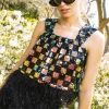 Black Sequin Checker Feather Tank