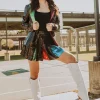 Black Sequin Rainbow Pleat Skort