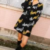 Black, Silver & Gold Cheers All Over Glitter Script Skirt
