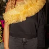 Black/Gold One Shoulder Ruffle Sweatshirt
