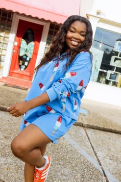 Blue Bomb Pop Collar Sweatshirt