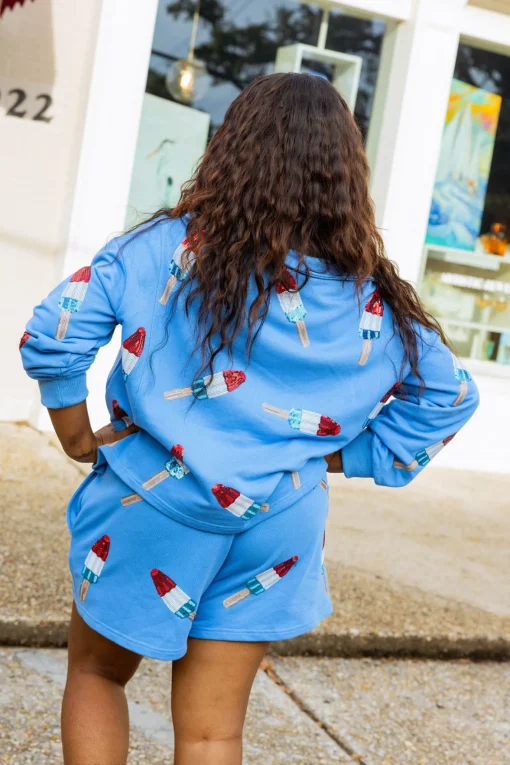 Blue Bomb Pop Collar Sweatshirt