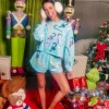 Bright Blue Rainbow Candy Canes Shorts