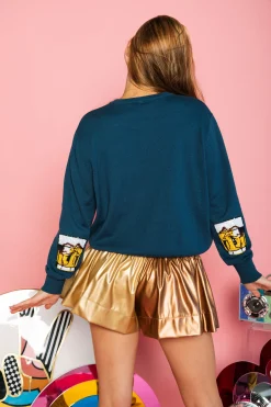 Bronze & Gold Leather Swing Shorts