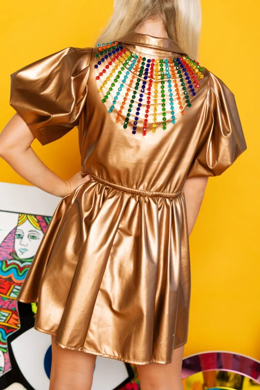 Bronze Metallic Leather Bead Dress
