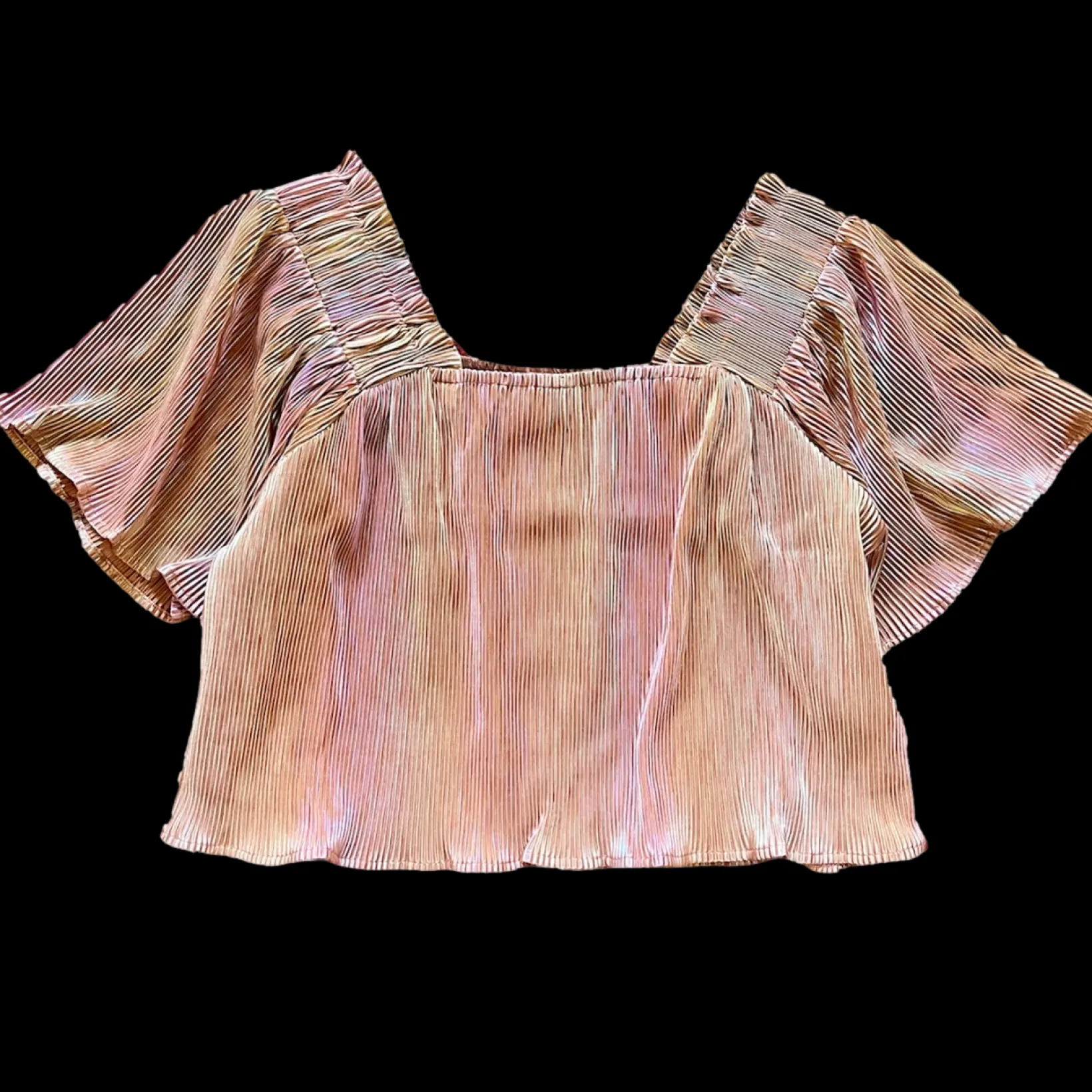 Caramel Pleat Flutter Top