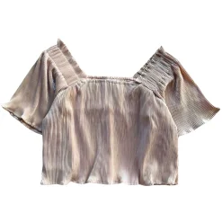 Champagne Pleat Flutter Top