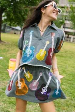 Charcoal & Rainbow Guitar Skort