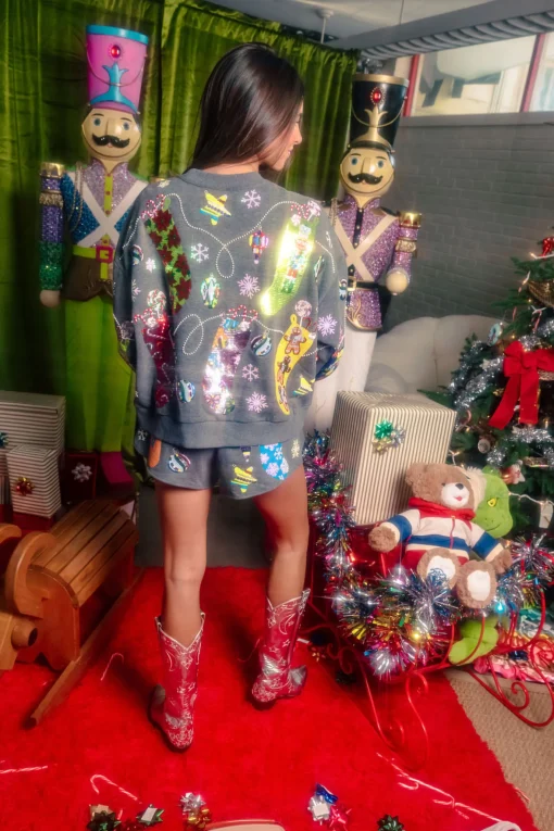 Charcoal Multi Hanging Christmas Stocking Sweatshirt