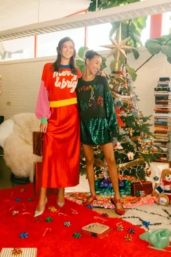 Colorblock Fuzzy 'Merry & Bright' Sweater