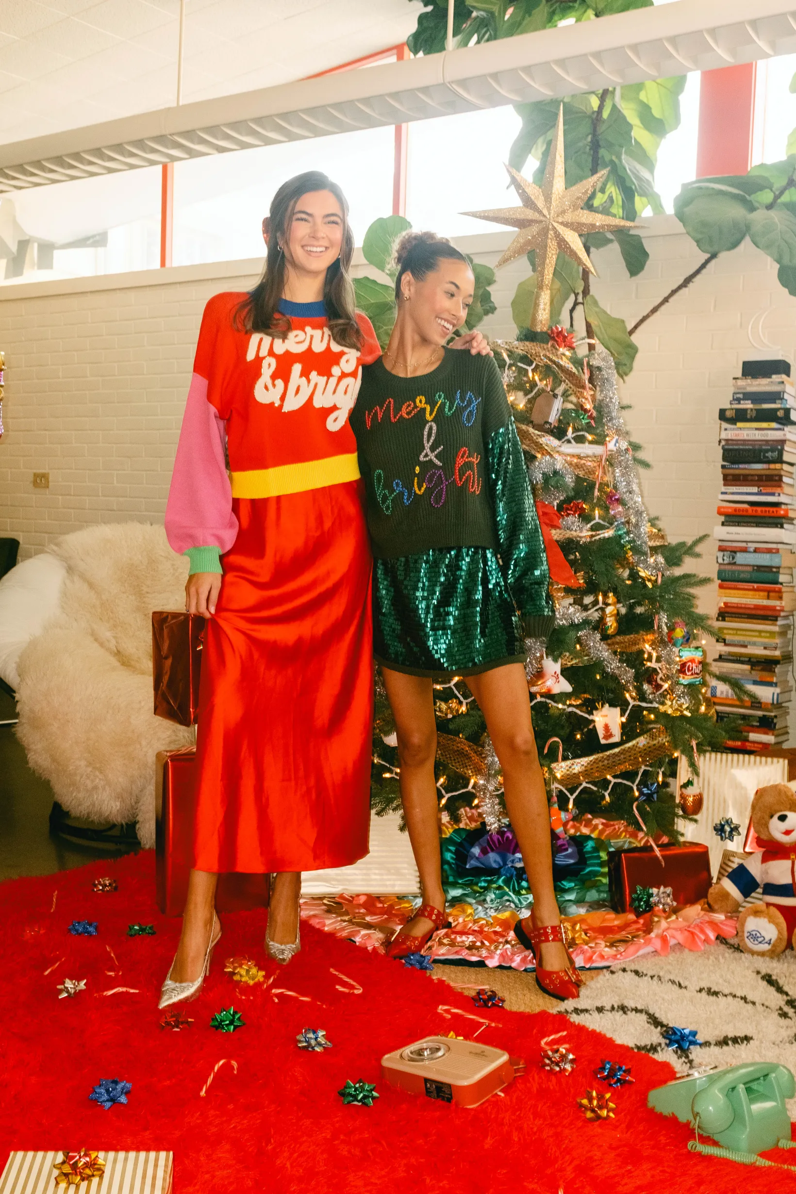 Colorblock Fuzzy 'Merry & Bright' Sweater