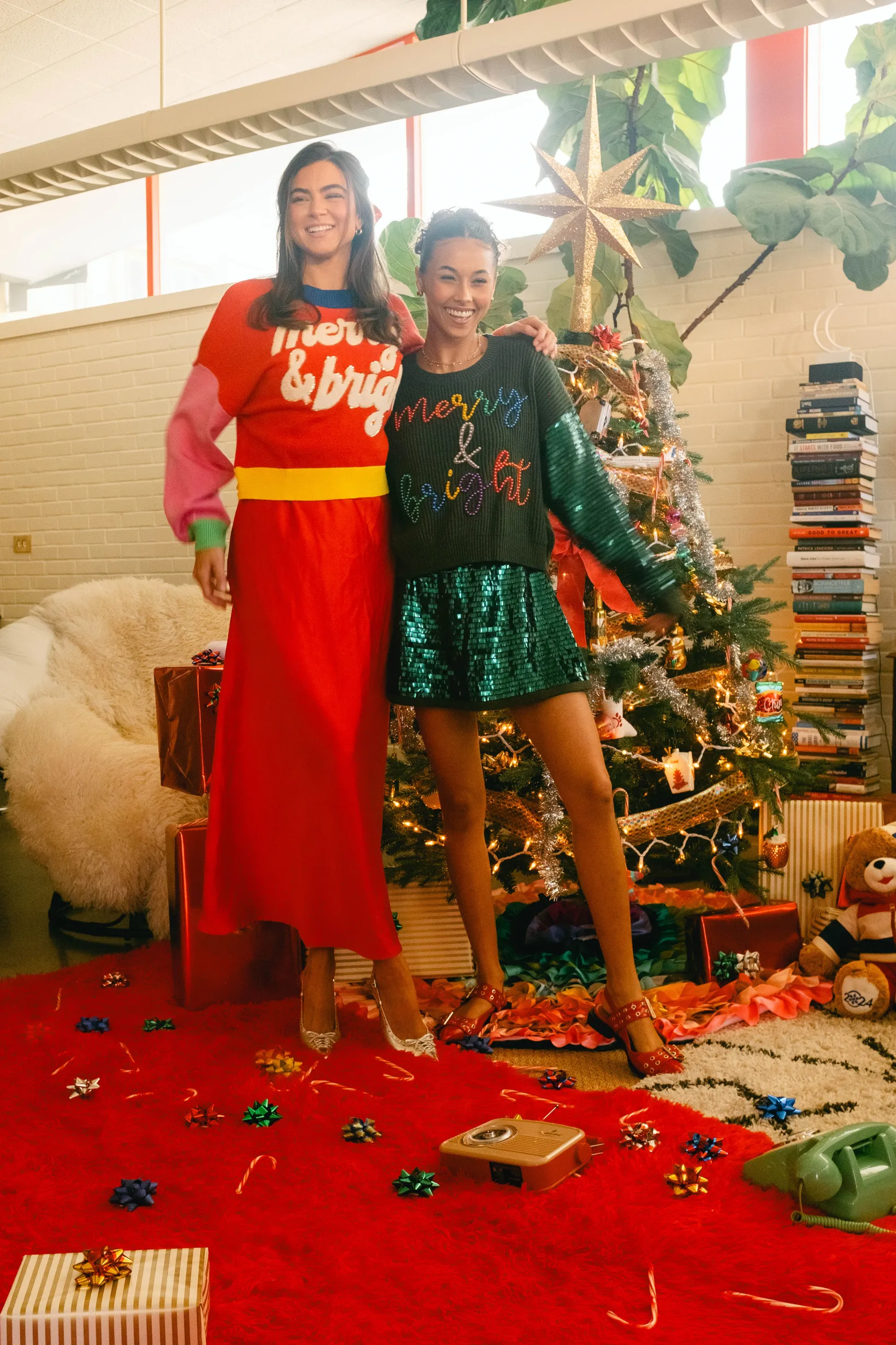 Colorblock Fuzzy 'Merry & Bright' Sweater