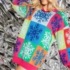 Colorblock Snowflake Sweater Dress